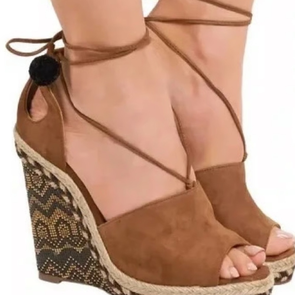 Aquazzura Palm Springs Brown Wedge Espadrille
